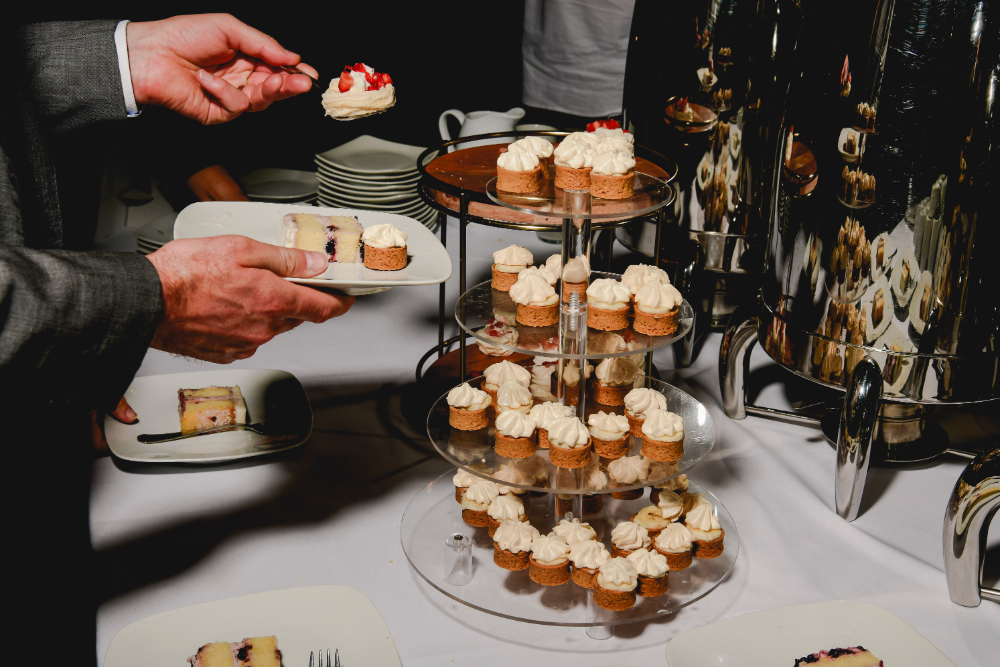 guests helping themselves to desserts at New York wedding