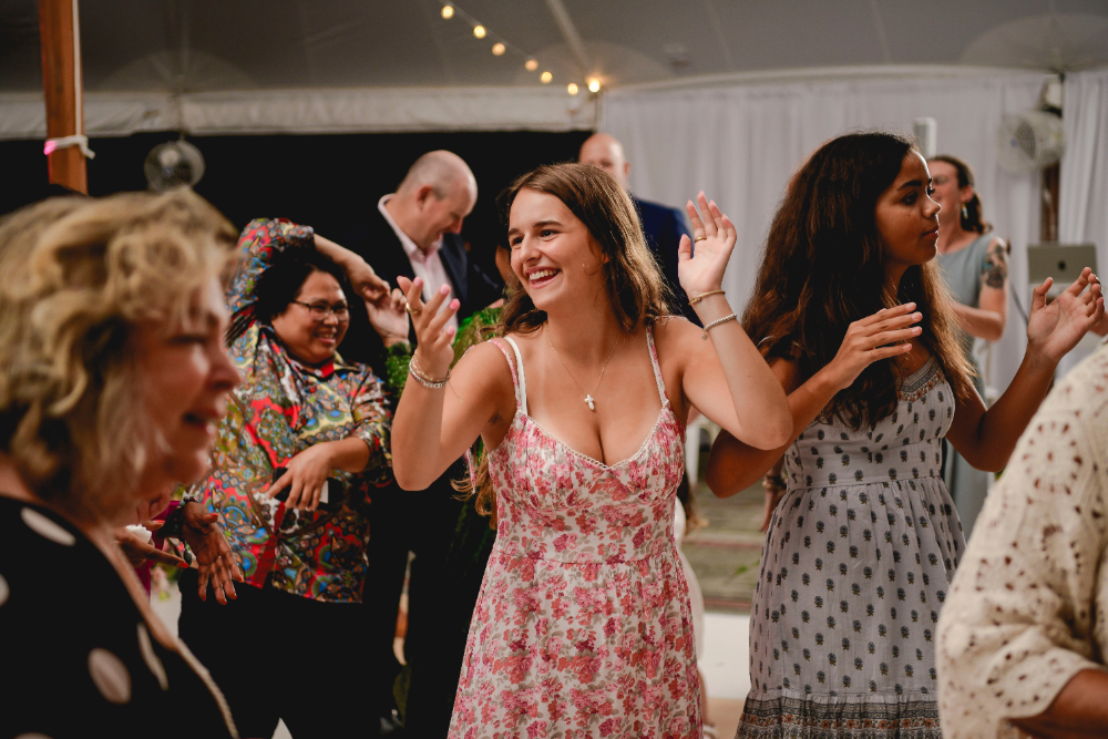 Lively dancing continues late into the night at the Buttermilk Falls Inn wedding.