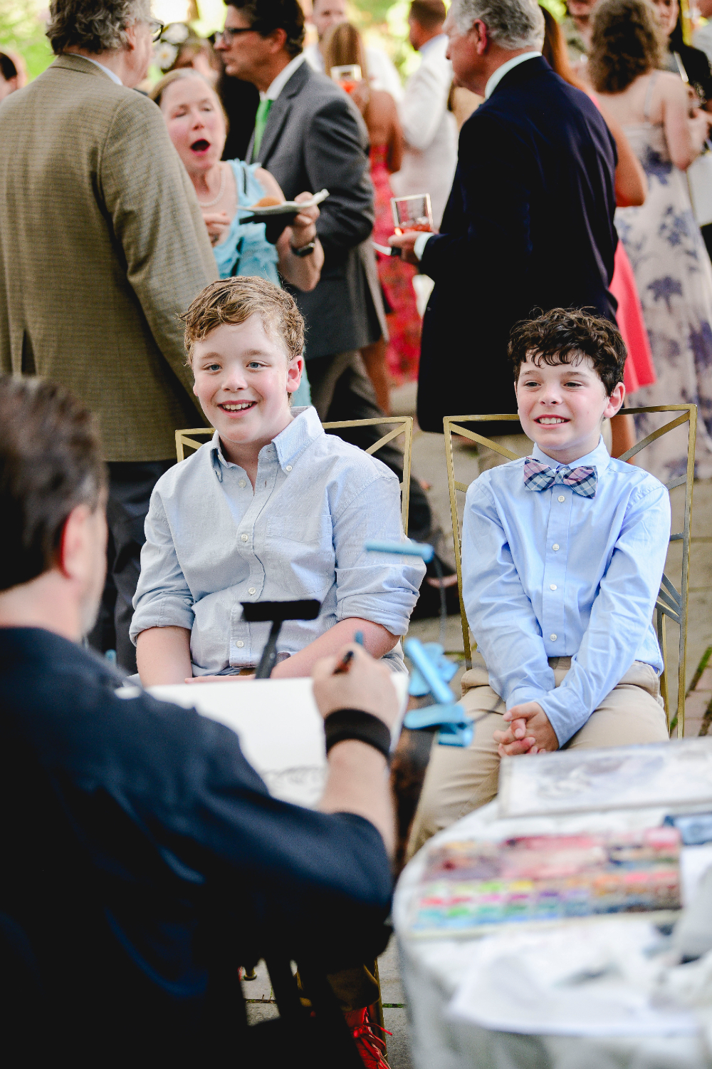 two young boys laughing during New York wedding