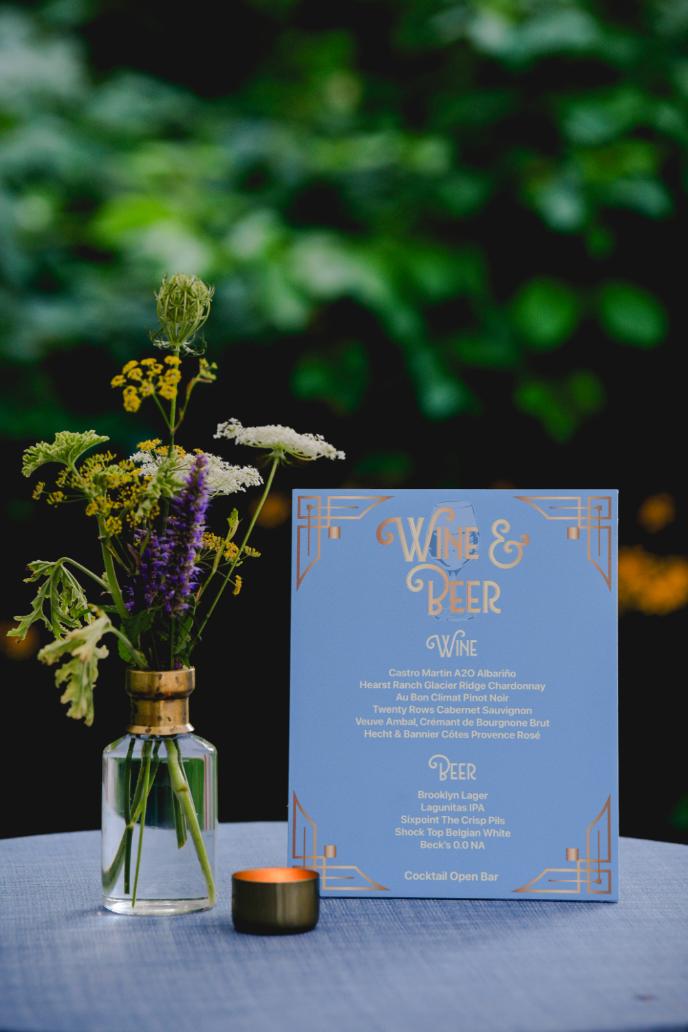 drink menu at New York wedding