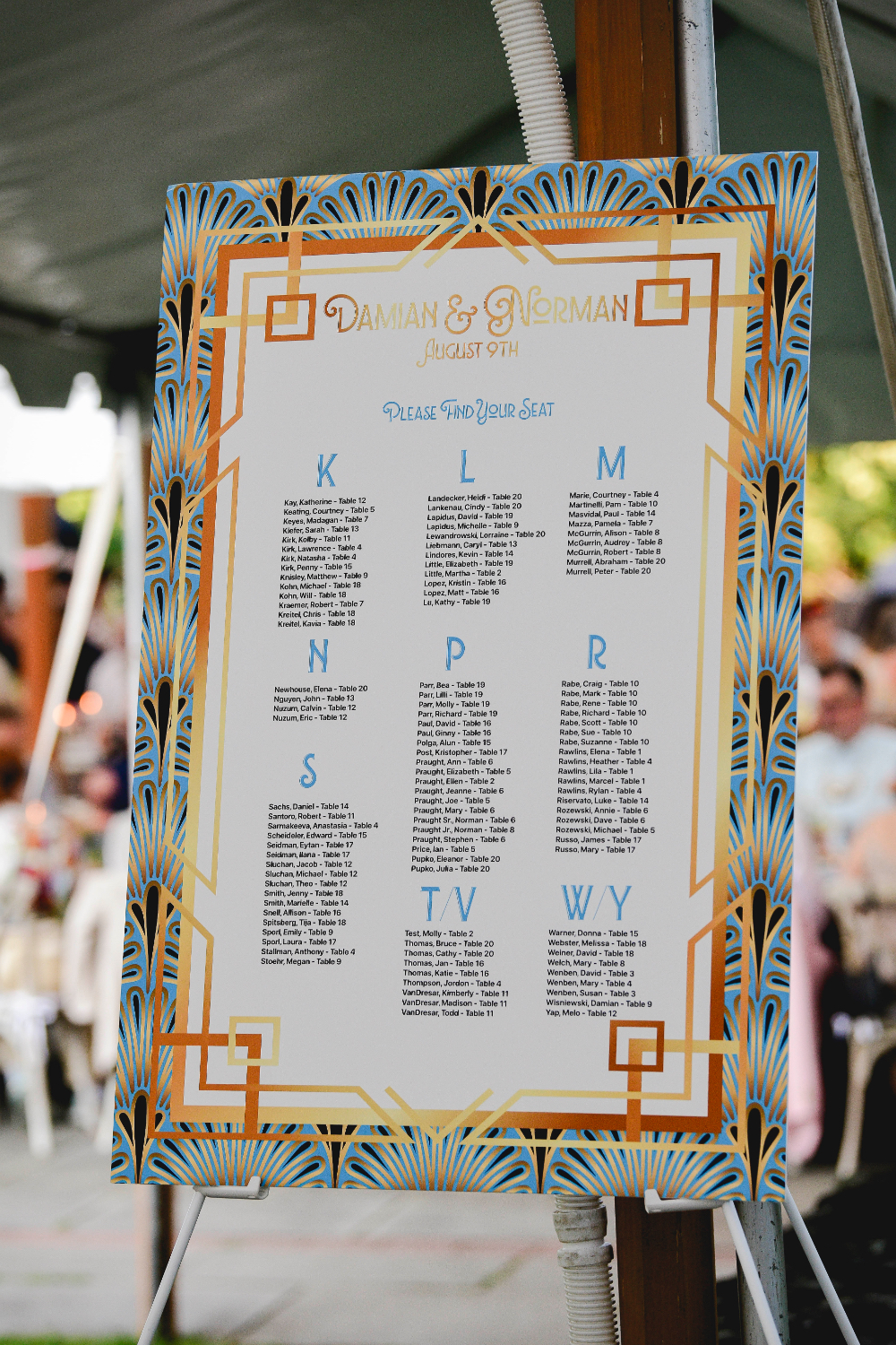 seating chart at wedding in Milton ny