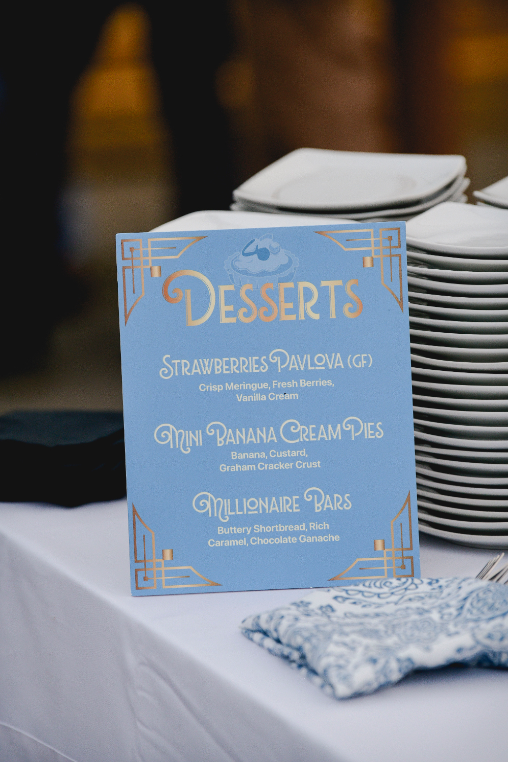 dessert card for New York wedding