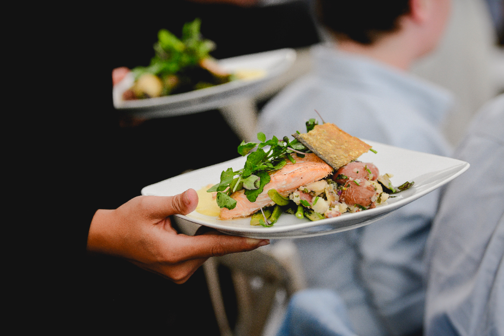 A plated entrée featuring fresh seasonal ingredients.
