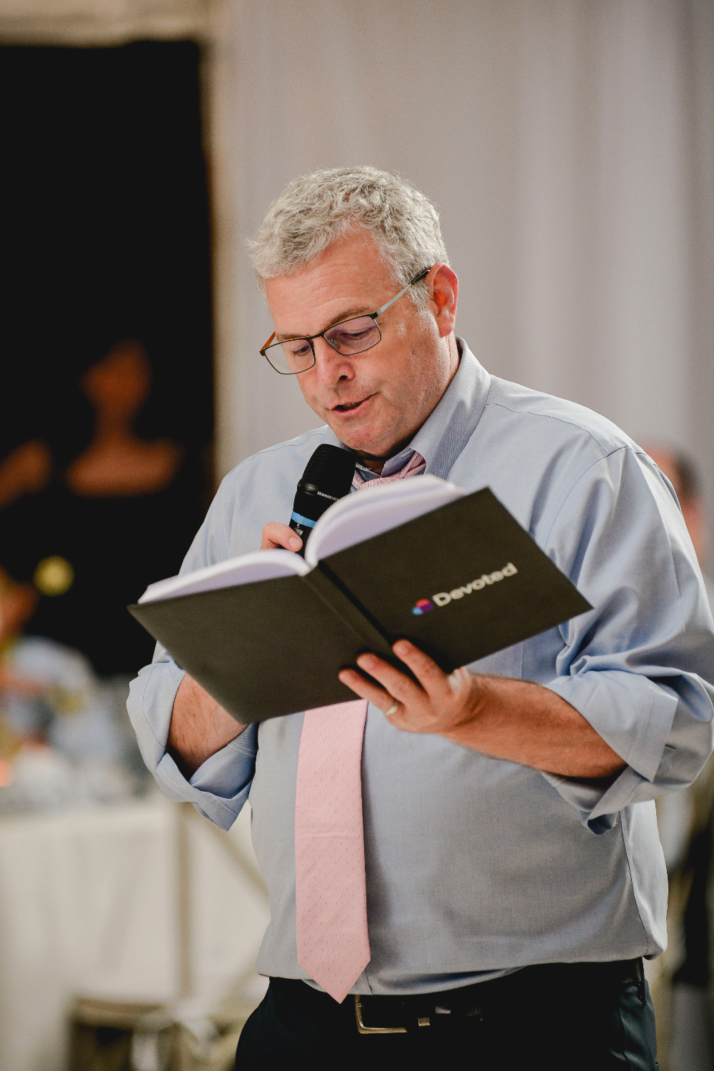 Emotional wedding speech given under the tent at the Buttermilk Falls Inn wedding.