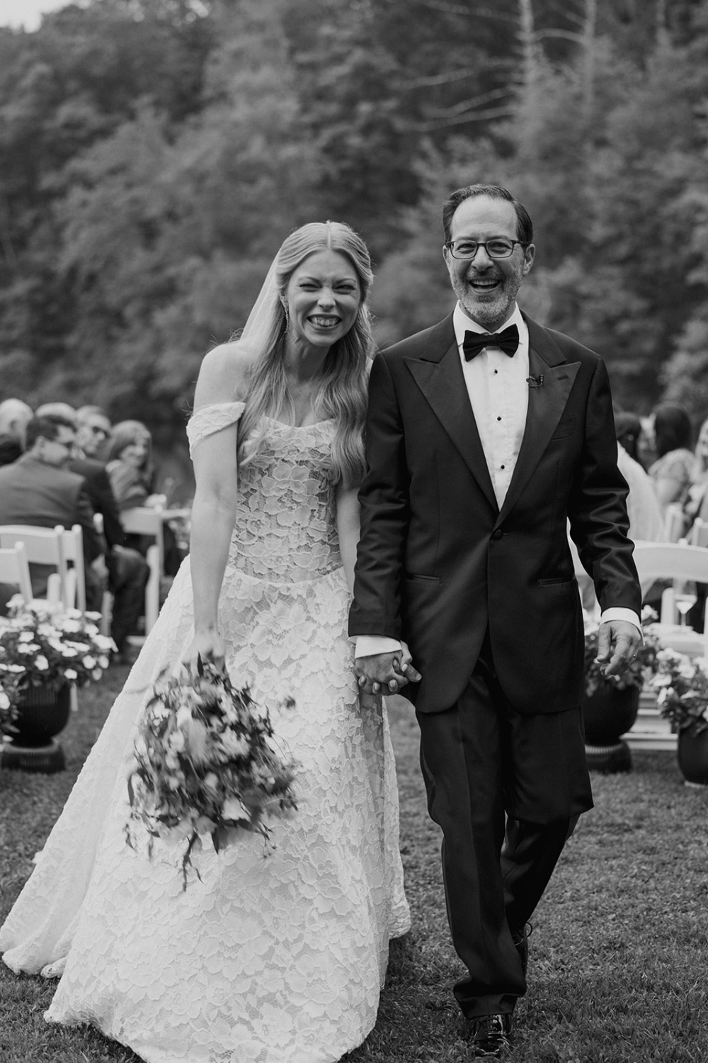 Bride and groom just after the ceremony at their home wedding