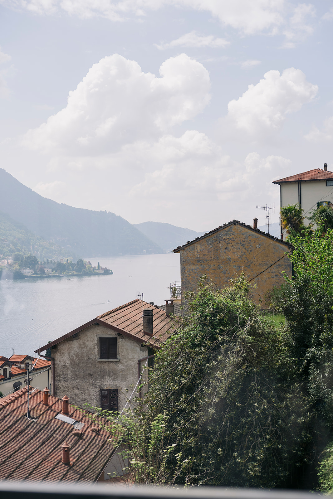 Panoramic view of Lake Como and surrounding mountains from a luxury destination wedding Italy venue.