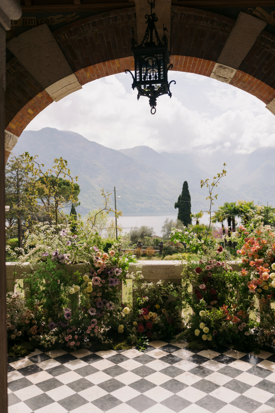 Floral ceremony styling at Villa Pessina Lake Como overlooking the lake