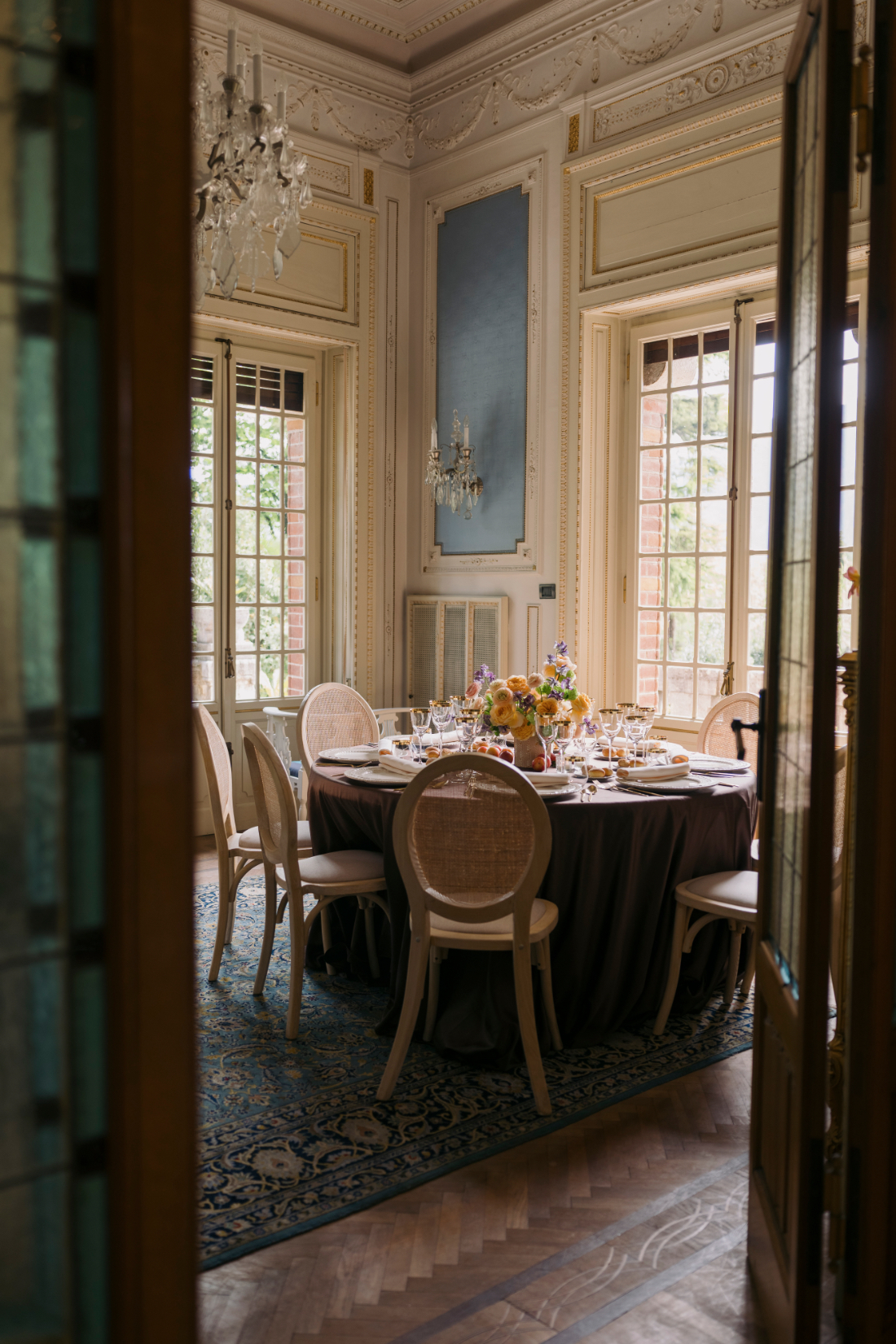 Elegant reception table setup inside Villa Pessina Lake Como