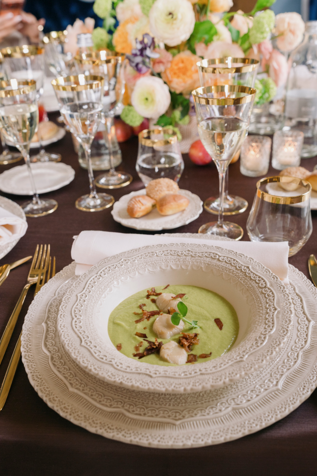 Seasonal gourmet starter served during a luxury Lake Como wedding reception