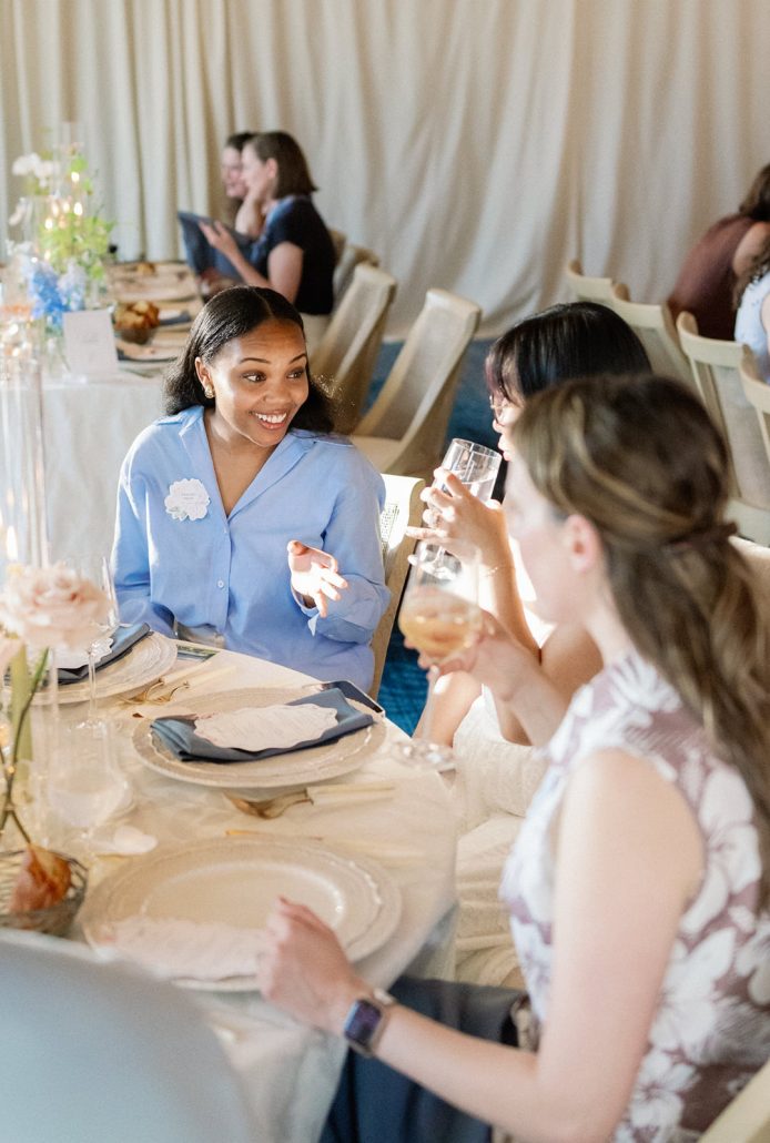 Guests connecting over dinner at a Beacon NY wedding venue in the Hudson Valley