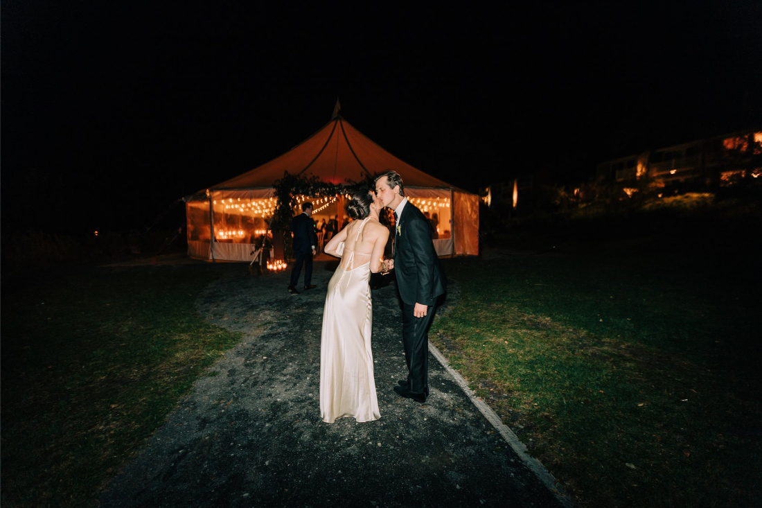 bride and groom walking to their wedding after party in New York
