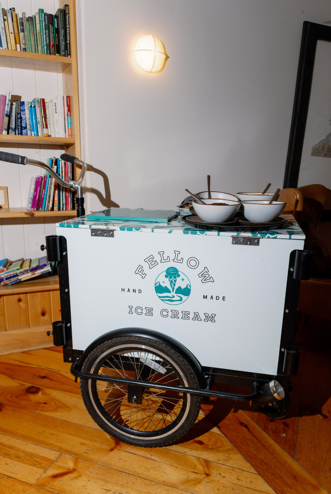 Wedding after party ideas featuring a charming ice cream cart for a fun late-night wedding treat.